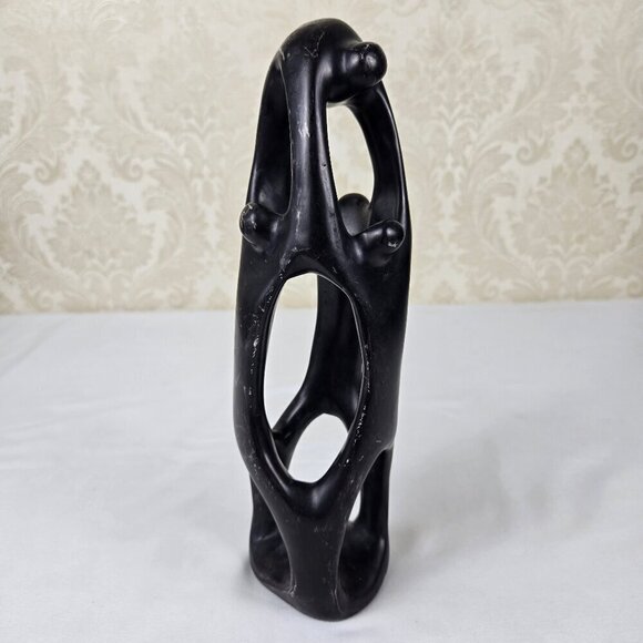 Ri-Ri-Ku Family Tree Black Soapstone Sculpture Handmade in Kenya - Picture 5 of 7